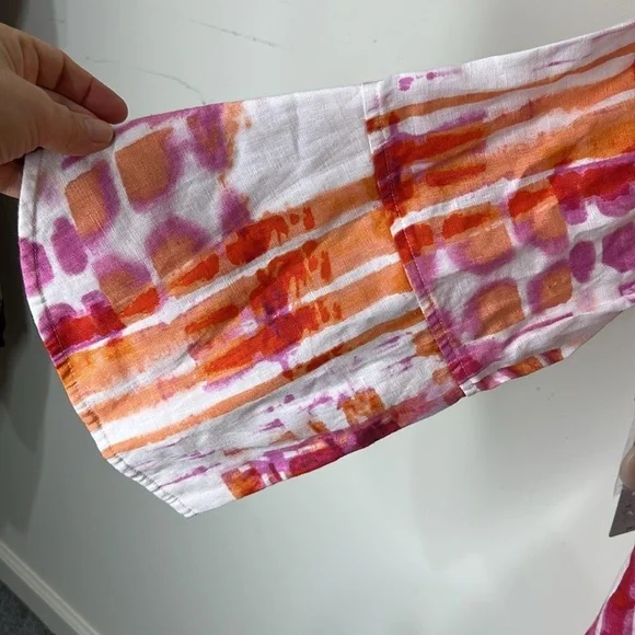 NWT ALI MILES Pink Tie Dye Linen Button Blazer Jacket Tulip Sleeve Size 1X - Picture 13 of 16